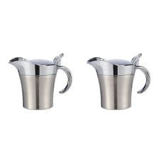 2X Molheira Molho de Porcelana em AçO Inox Molho de Leite TéRmico com Tampa Molho Molho Molho com Cabo Molho de Molho