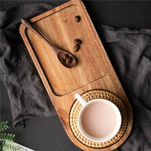 2X Koffiedienblad Houten Plaat Ontbijtdienblad voor Het Serveren van Voedsel Gastvrijheid Koffieservies Theewaar Decor Tafeldecoratie Accessoire B