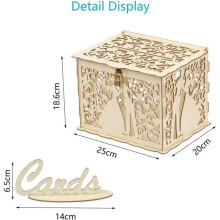 Wooden Wedding Card Box, Wedding Money Box, Rustic Envelope with Lock and Slot for Party, Birthday, Wedding