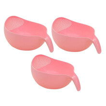 3X Dauerhafter Reis Waschen Filter Sieb Küche Werkzeug Bohnen Erbsen Sieb Korb Siebe Reinigung Gadget Filterung mit Griff Neueste Rosa