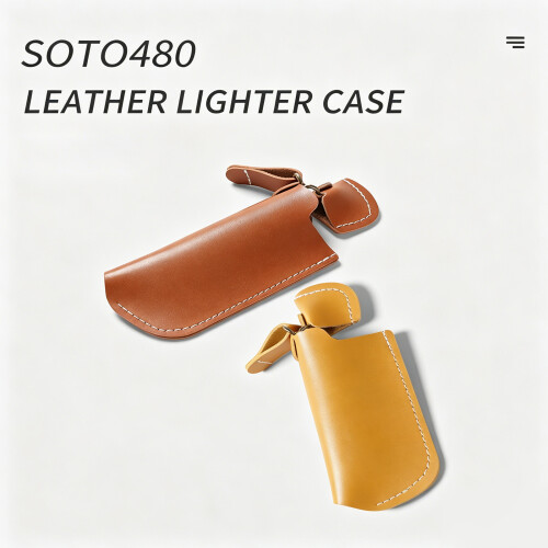 Leather Lighter Protector Holder Sheath With Hook-Caramel color 2