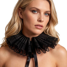 Delicate Baroque Themed Detachable Ruff For Blouses-Black