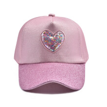 Glitters Heart Decorated Childrens Cap Breathable Outdoor-Pink