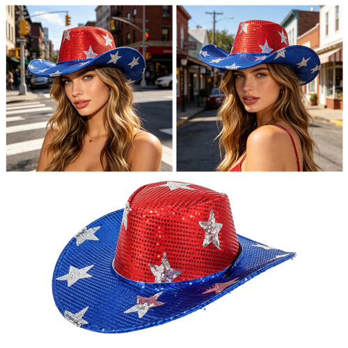 Chapeau de style occidental lavable et durable, chapeau en denim 1