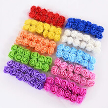 (P01) 144pcs 2cm Mini Artificial Foam Roses Heads Bouquet Wedding Home Decoration Scrapbooking DIY Wreath Gift Teddy Bear Flowers