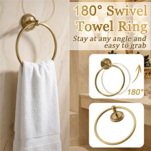 Towel Ring Brass, Wall Mounted Bath Hand Towel Holder with Braiding Carvings