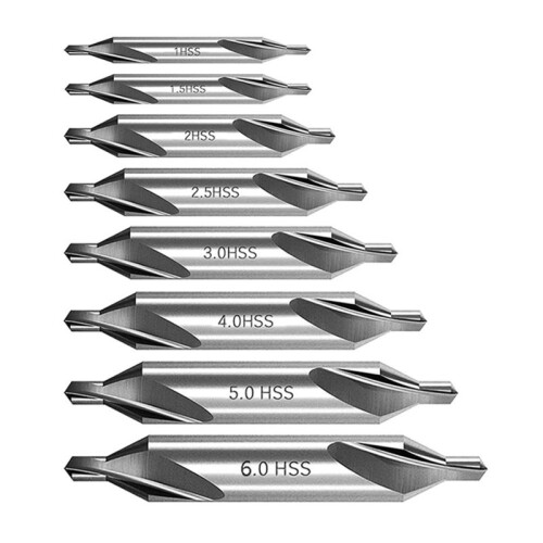 8 PCS Center Drill Bits Set, Countersink Tools for Lathe Metalworking 60 Degree Angle HSS Center Drill Bits 1