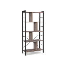 Large 4-Tier Bookcase - Steel - Greige and Black - Industrial Design with Stable Frame