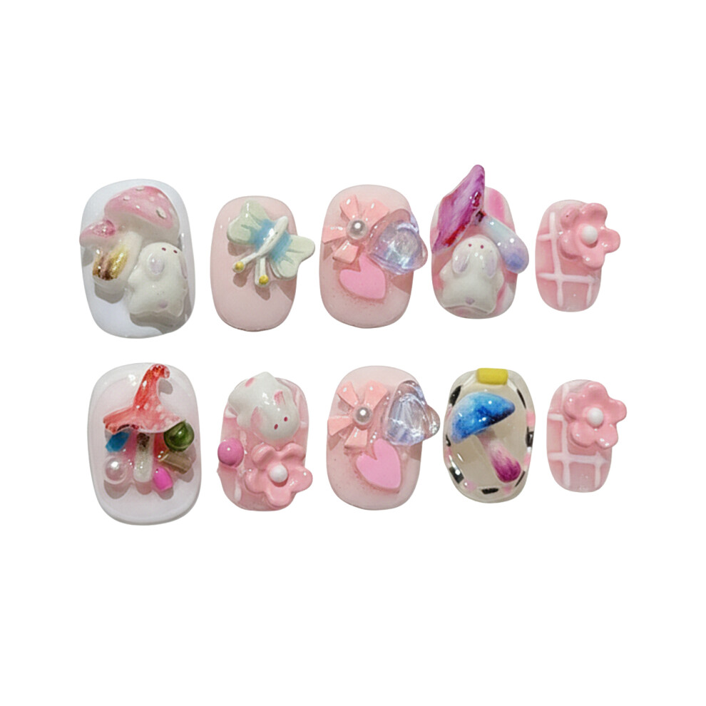 Phui-Pet-Supplies (Xs) Mushroom Press On Nails - 10Pcs, Durable & Reusable