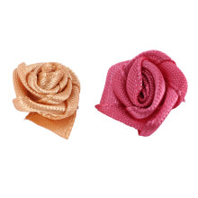 200PCS/Lot Handmade Satin Rose Ribbon Rosettes Fabric Flower Appliques for Wedding Decoration Accessories