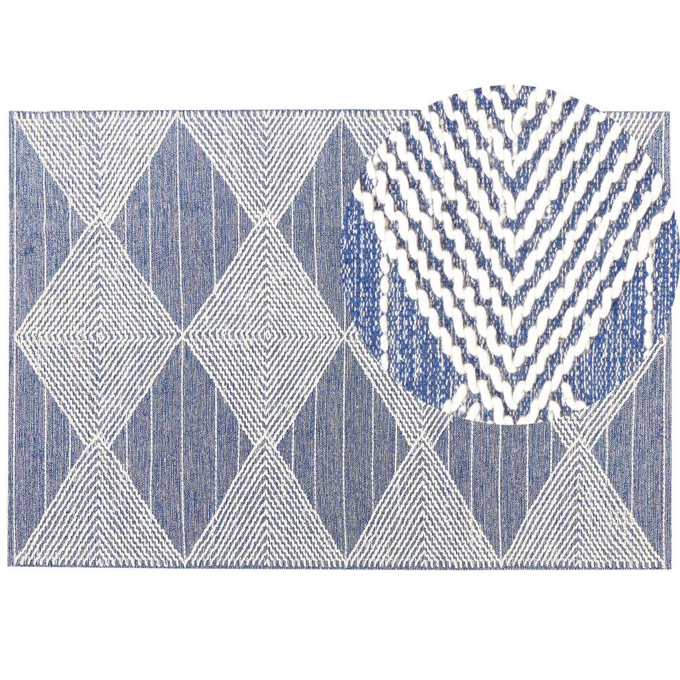 Beliani Rug Datca Blue 160 X 230 Cm Wool