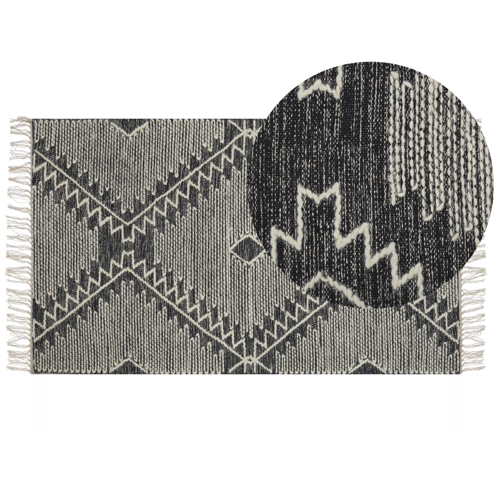 Beliani Rug Arbaa Black 80 X 150 Cm Cotton