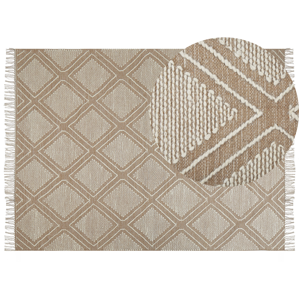 Beliani Rug Kacem Beige 160 X 230 Cm Cotton