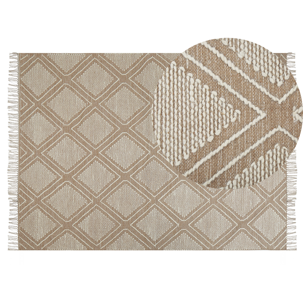 Beliani Rug Kacem Beige 140 X 200 Cm Cotton