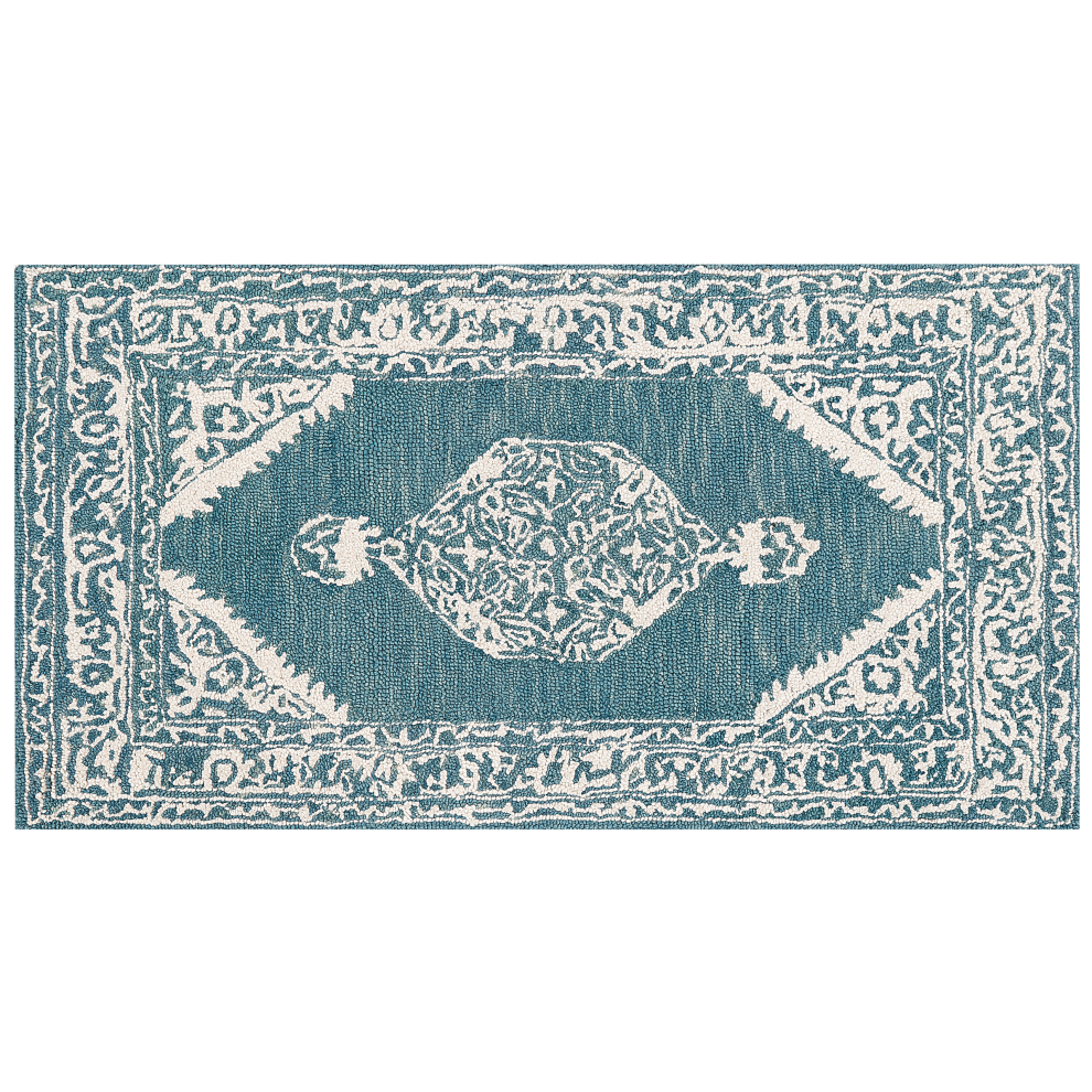 Beliani Rug Gevas Blue 80 X 150 Cm Wool