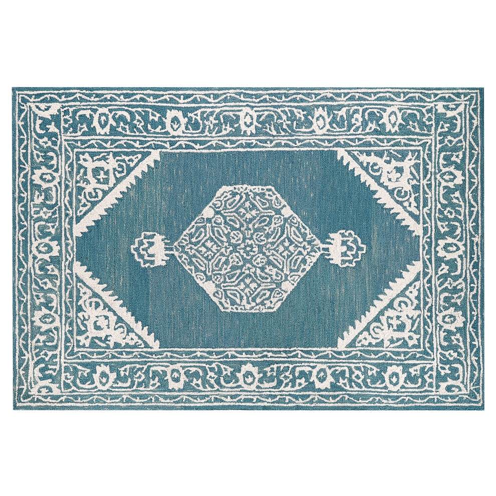 Beliani Rug Gevas Blue 140 X 200 Cm Wool