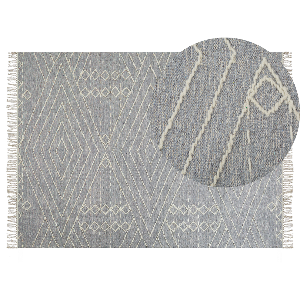 Beliani Rug Khenifra Light Grey 140 X 200 Cm Cotton