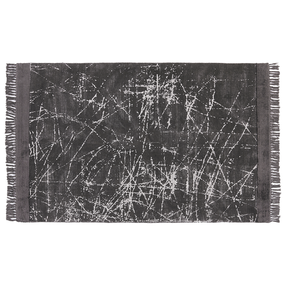 Beliani Rug Hanli Dark Grey 140 X 200 Cm Viscose