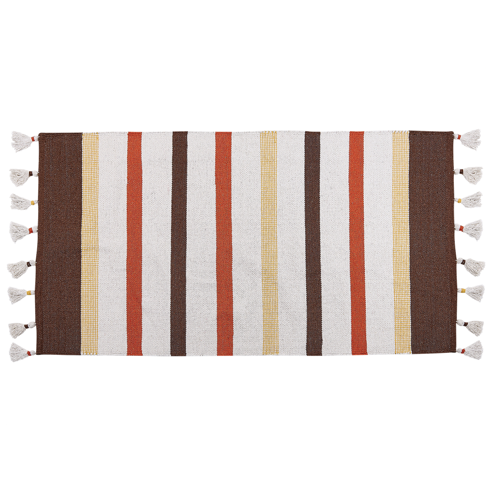 Beliani Rug Hisarli Brown 80 X 150 Cm Cotton