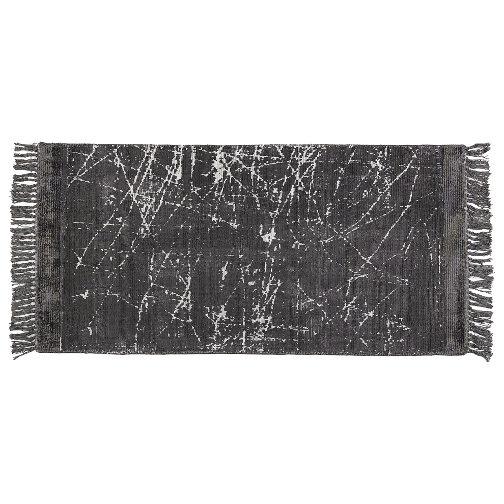 Beliani Rug Hanli Dark Grey 80 X 150 Cm Viscose