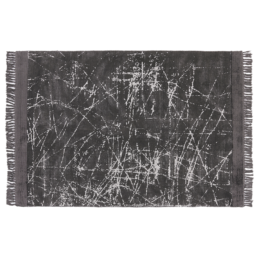 Beliani Rug Hanli Dark Grey 160 X 230 Cm Viscose
