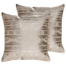 Set of 2 Decorative Cushions OUJDA Cotton 50 x 50 cm Rose Gold Geometric Pattern