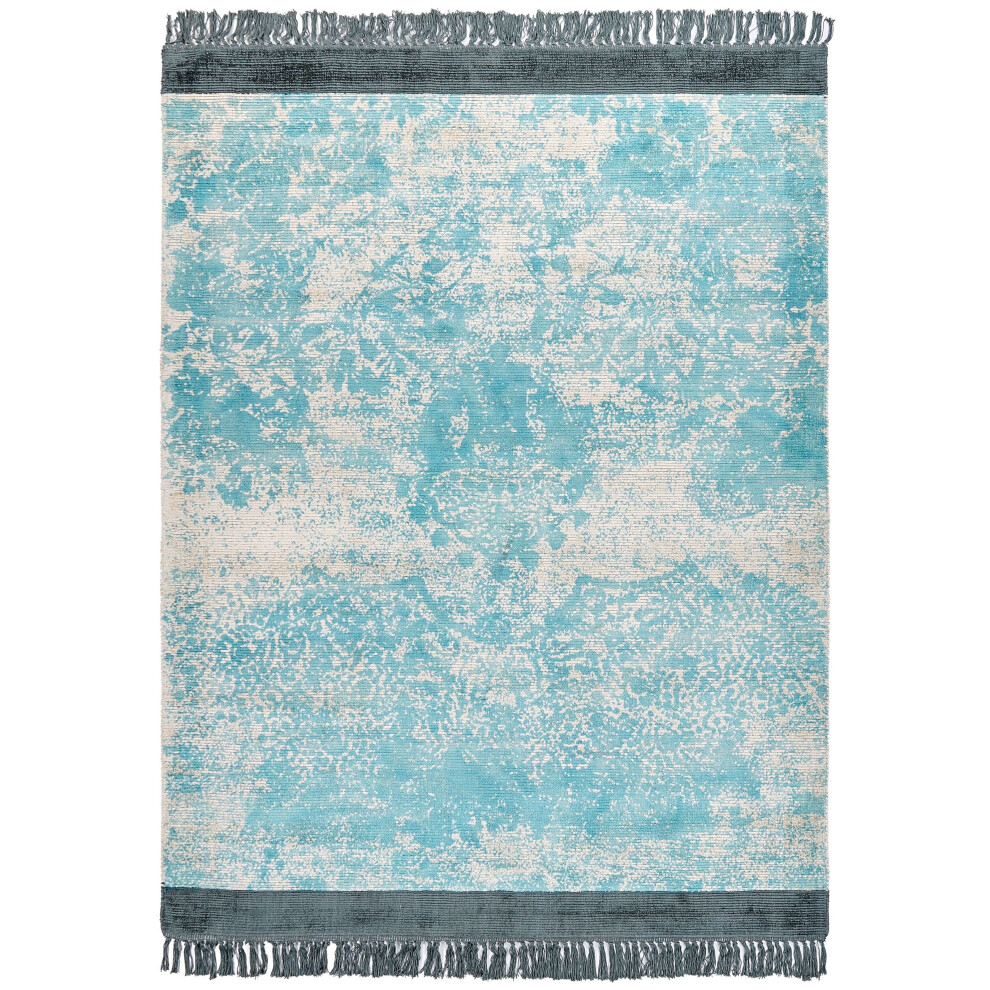 Beliani Rug Akarsu Blue 140 X 200 Cm Viscose