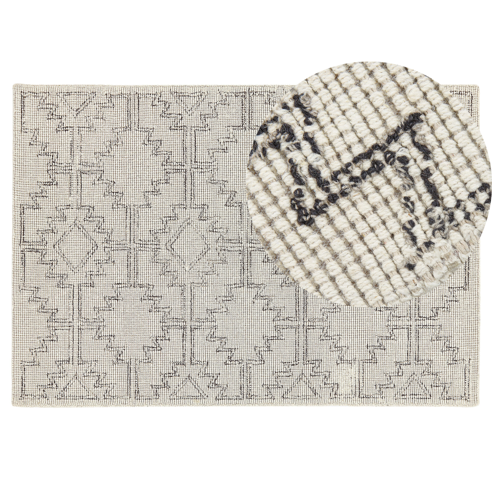 Beliani Rug Urla Beige 140 X 200 Cm Wool