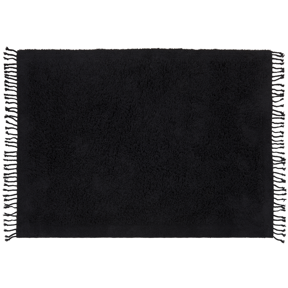 Beliani Rug Bitlis Black 140 X 200 Cm Cotton
