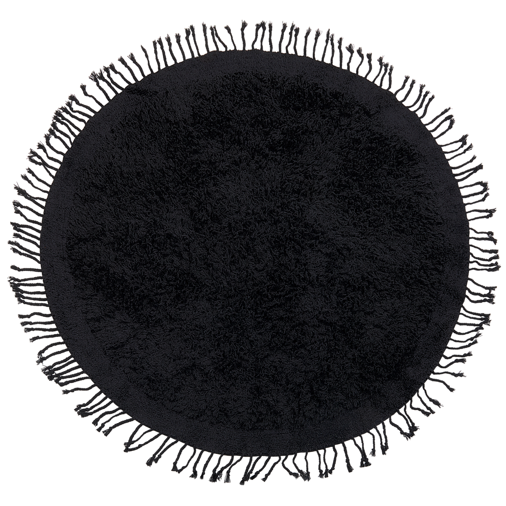 Beliani Rug Bitlis Black Ø 140 Cm Cotton