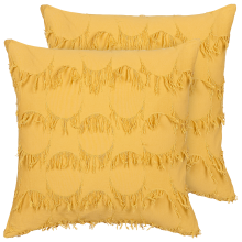 Set of 2 Decorative Cushions AGASTACHE 45 x 45 cm Yellow Geometric Pattern