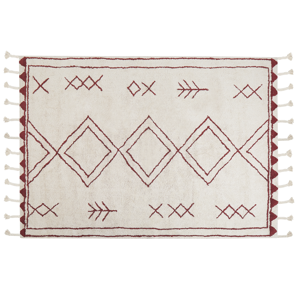 Beliani Rug Kenitra Off-White 160 X 230 Cm Cotton