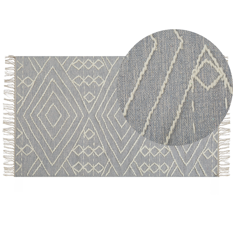 Beliani Rug Khenifra Light Grey 80 X 150 Cm Cotton
