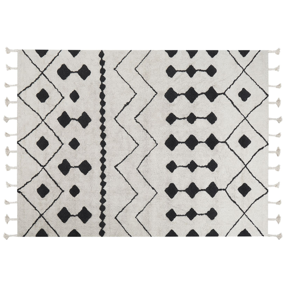 Beliani Rug Khemisset Off-White 160 X 230 Cm Cotton
