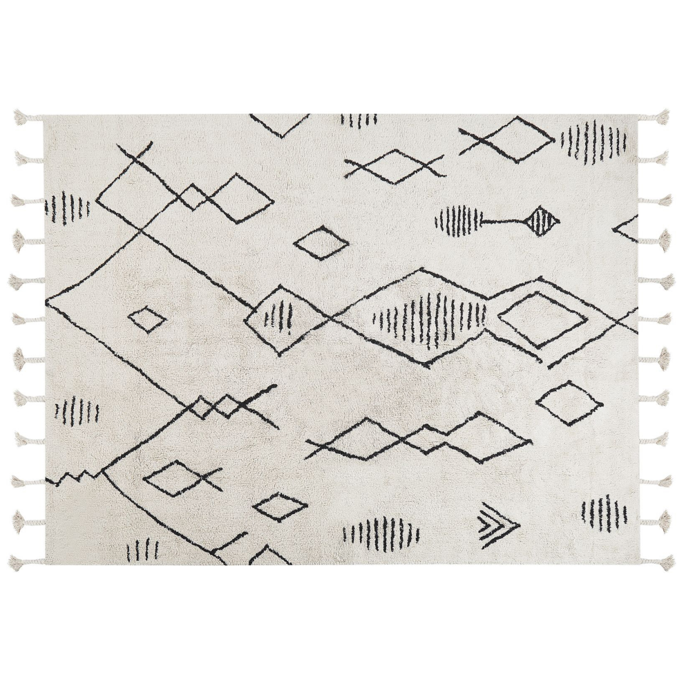 Beliani Rug Kebir Off-White 160 X 230 Cm Cotton