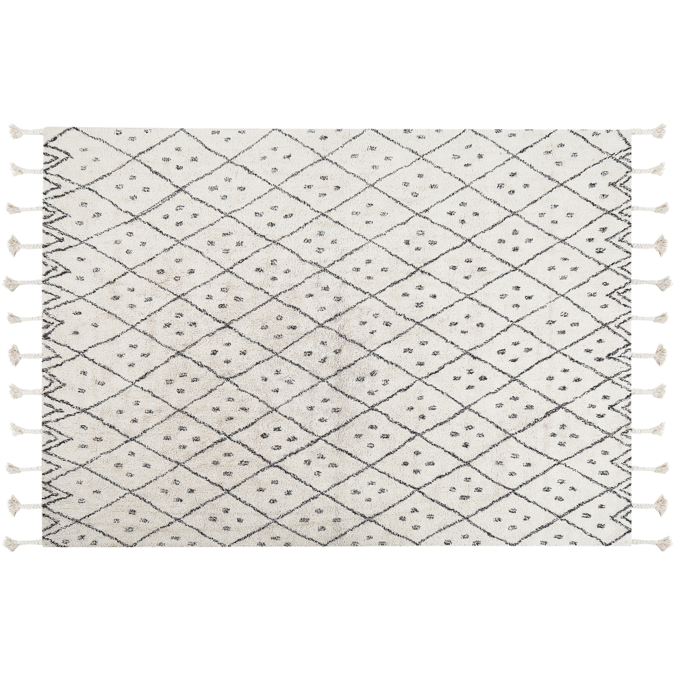 Beliani Rug Agadir Off-White 160 X 230 Cm Cotton