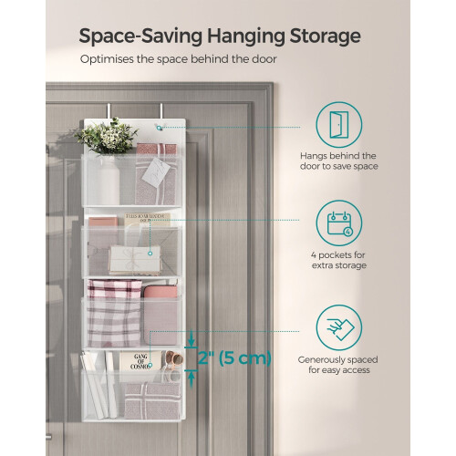 Over-Door Storage Organiser - Fabric - Cloud White - 4 Pockets 2