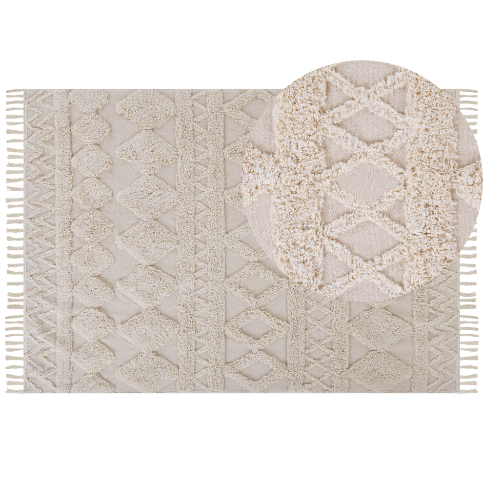 Beliani Rug Didim Beige 160 X 230 Cm Cotton