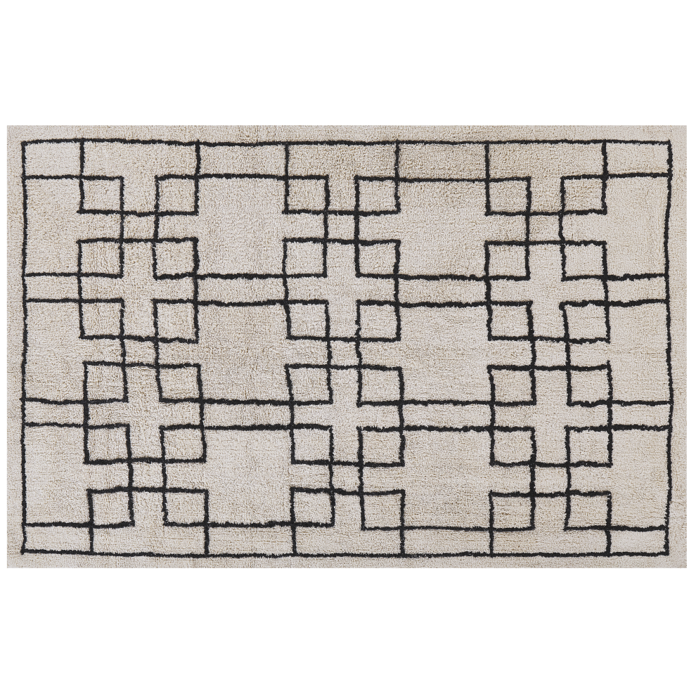 Beliani Rug Turhal Beige 160 X 230 Cm Cotton