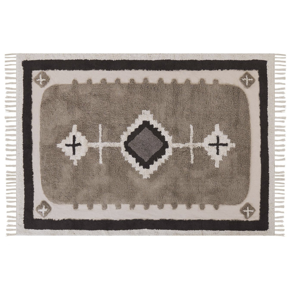 Beliani Rug Geyve Beige 160 X 230 Cm Cotton
