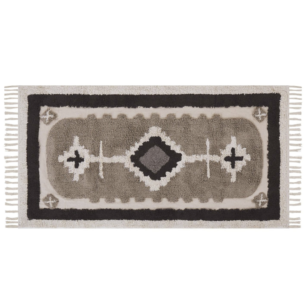 Beliani Rug Geyve Beige 80 X 150 Cm Cotton