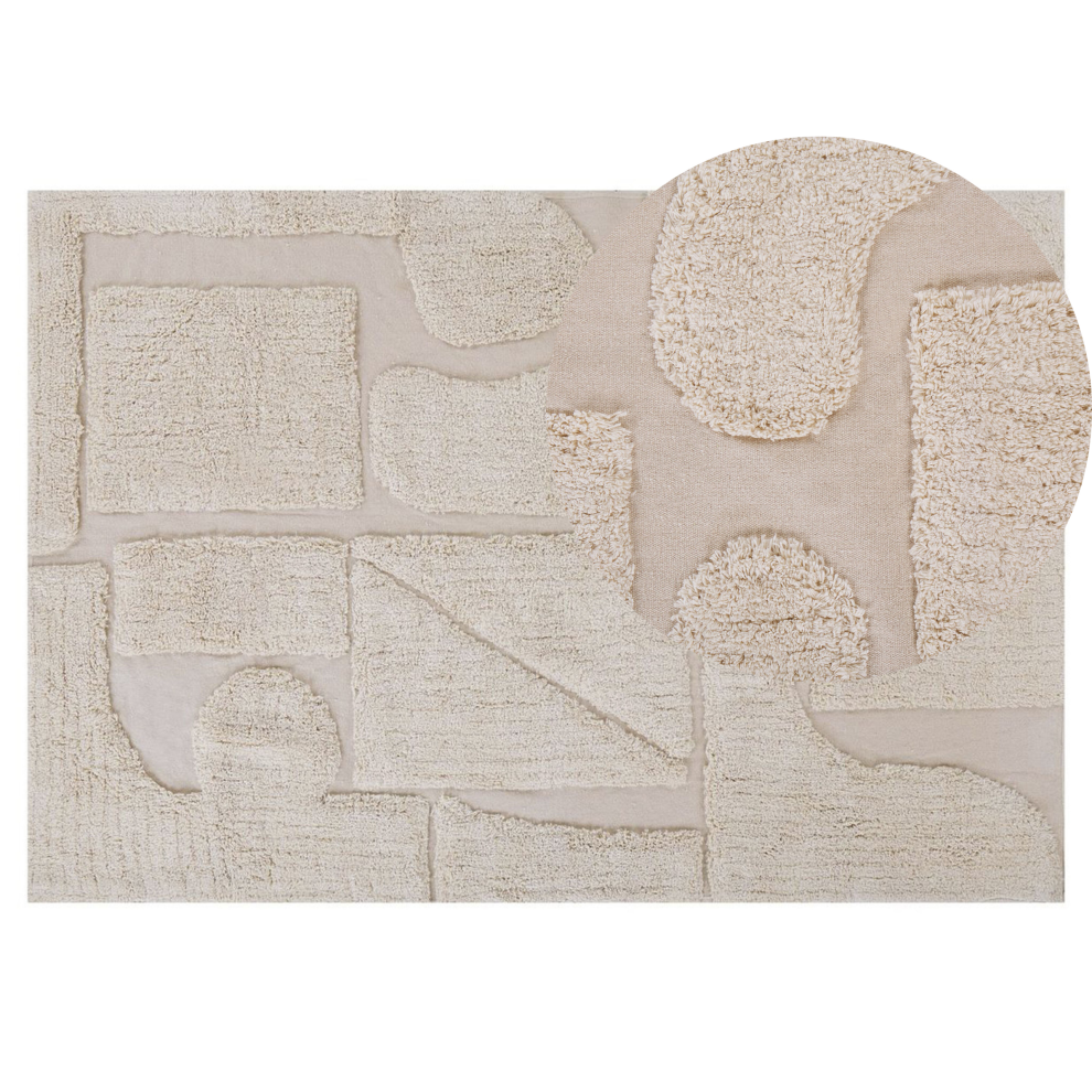 Beliani Rug Diyadin Beige 140 X 200 Cm Cotton