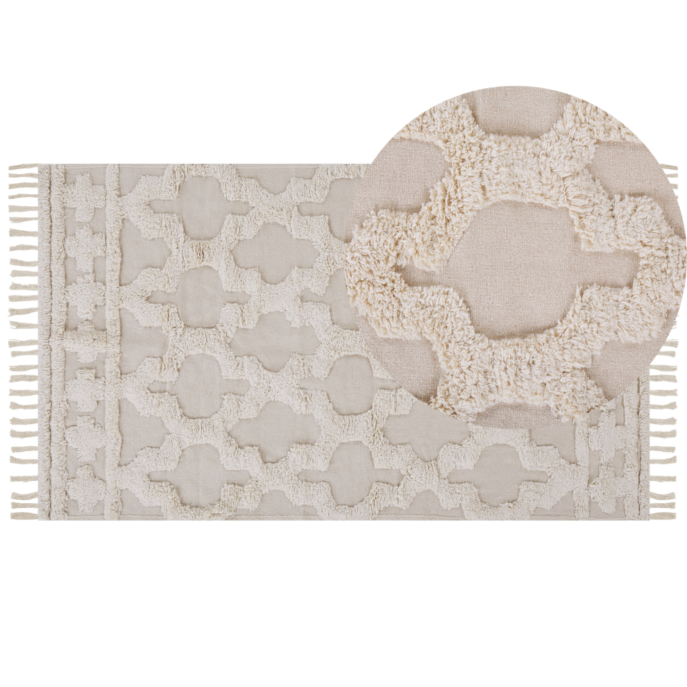 Beliani Rug Suluova Beige 80 X 150 Cm Cotton