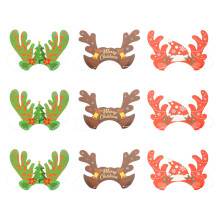 9St Papieren Rendier Geweihen Hoeden Feestelijke Xmas Hoofdversiering