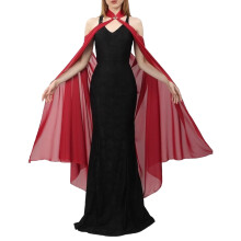Weich drapierender Chiffon-Umhang, ausgestellter-Rot 130cm