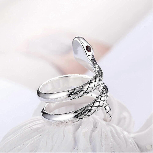 925 Sterling Silver Ormformad Ring Justerbar Vintage Mode Unisex 1