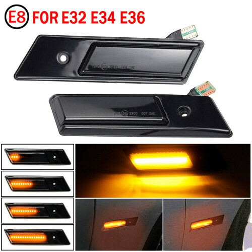 4x Side  Turn Signal Light for  3 5 7 Series E32 E34 E36 1990-1996 LED Sequential Lamp 1