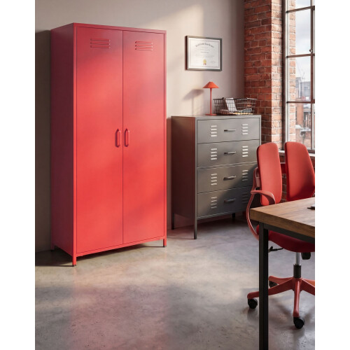 Beliani Storage Unit VARNA Metal Red 1