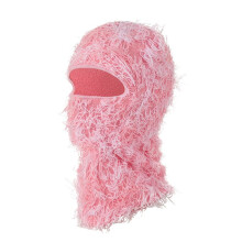 Distressed Skimasker Gebreid Fuzzy Yeat Shiesty Distress Masker voor Heren Dames Roze