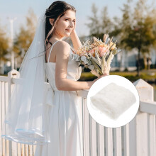 Elastische kanten bies van 7,5 cm breed, wit, geschikt als decoratie voor knutselprojecten, kleding maken en het versieren van rokkragen.